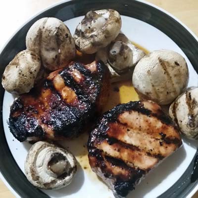 Grilled Pork and Mushrooms