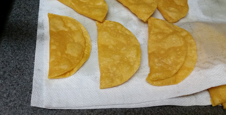 Folded shells on paper towel